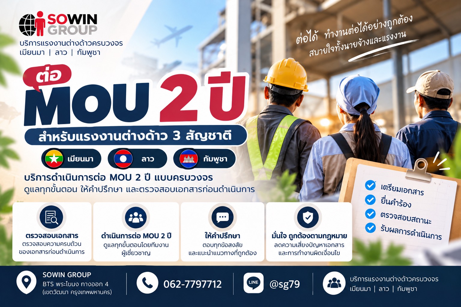 ต่อ MOU 2 ปี แรงงานต่างด้าว เมียนมา ลาว กัมพูชา